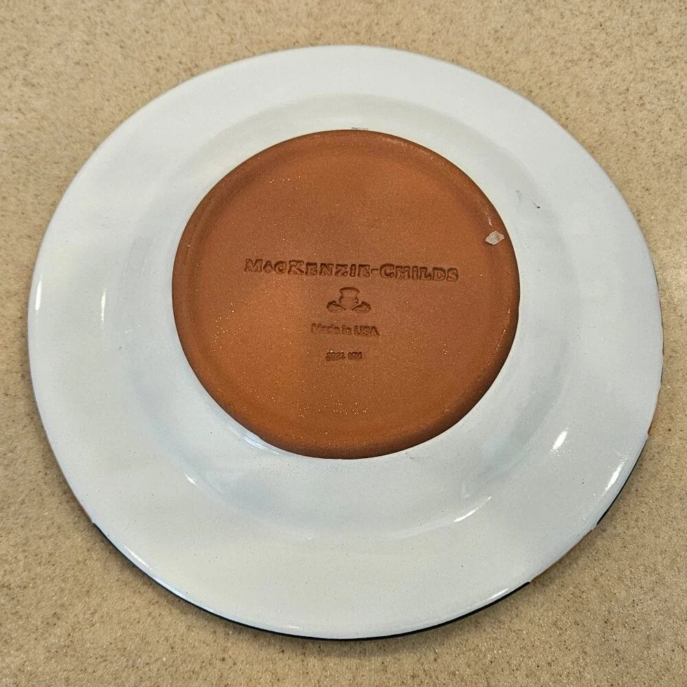 RARE LE MACKENZIE CHILDS CROW HALLOWEEN FALL CERAMIC SALAD DESSERT ACCENT PLATE